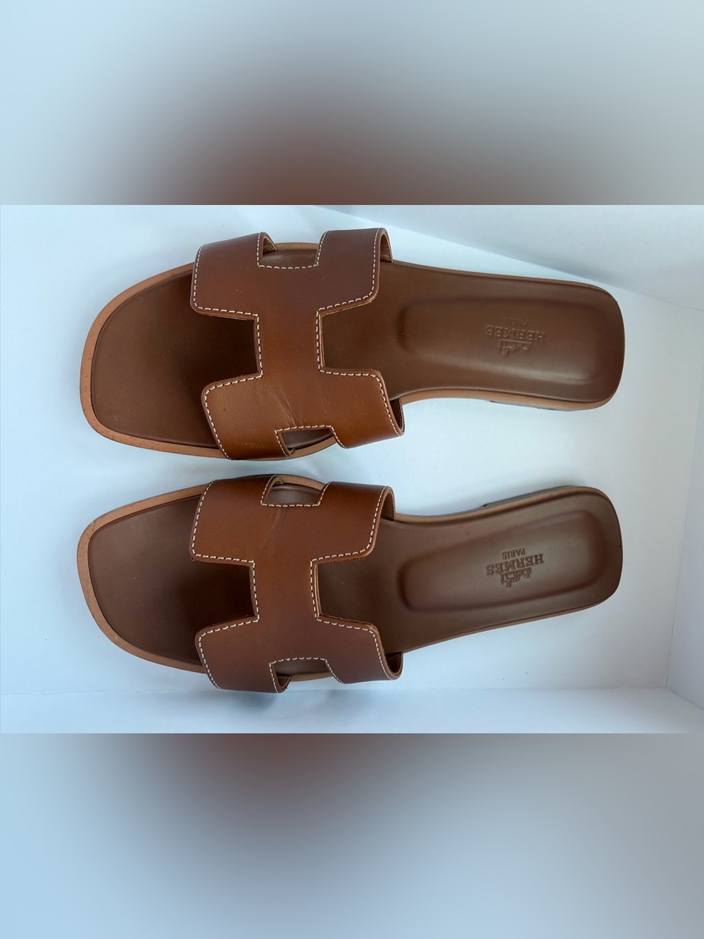 Hermes Oran Slide Sandals Brown (Gold) 37 Authentic